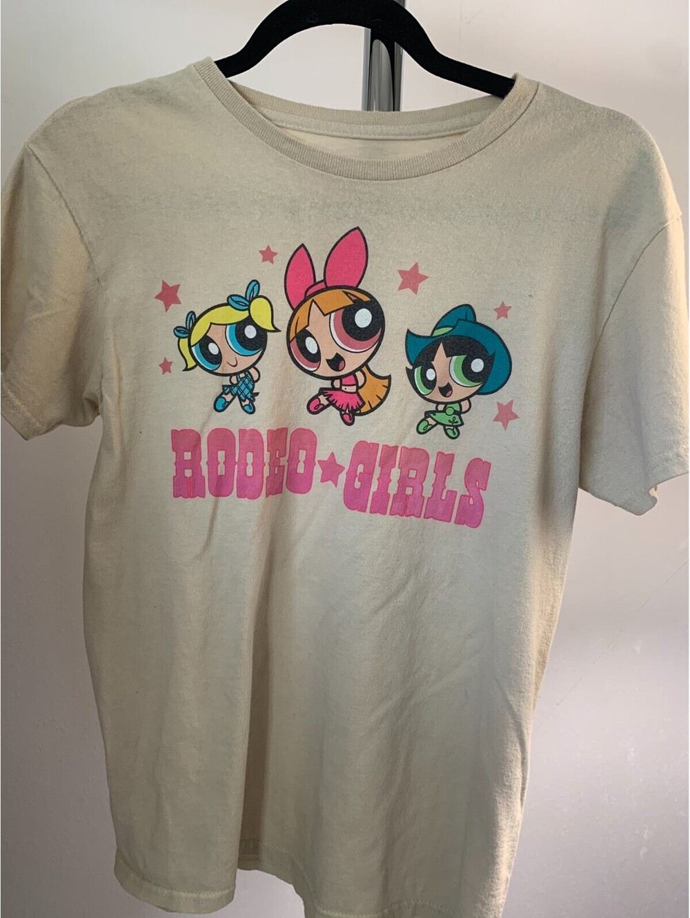 VTG Cartoon Network Powerpuff Girls T-Shirt Women S Ivory Rodeo Girl Graphic Tee